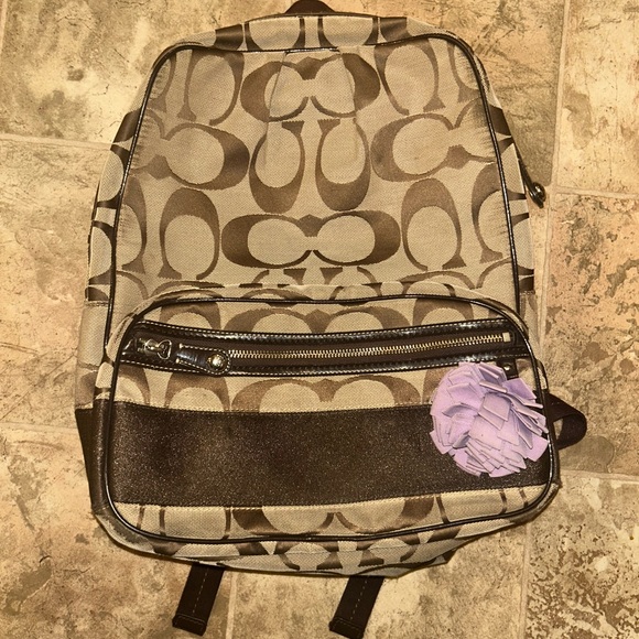 Coach Handbags - Coach Signature Backpack in brown and tan
